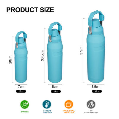 16oz/24oz/36oz Wärmedämmung Edelstahl Wasserflasche für Pulver beschichtet