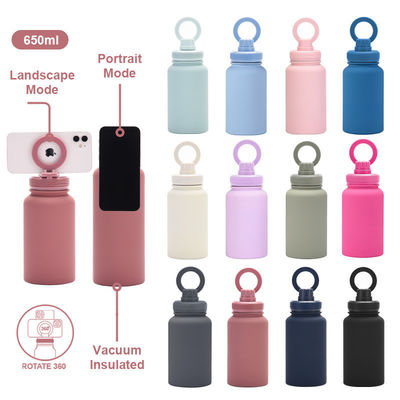 Sport Isolierte Edelstahl-Wasserflasche mit Handy-Stand Magnetische Halterung Nachhaltig