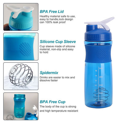 Edelstahlkugel Portable BPA-freies Fitnessstudio Plastik-Protein-Shaker Flasche für Sport