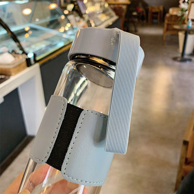 480 ml eigene Borosilikat-Glas-Wasserflasche mit Lederhüllen und Teeflasche