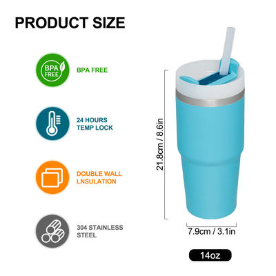 Wärmedämmung 14oz Kinderbecher mit Stroh BPA frei Doppelwand Edelstahl Tumbler