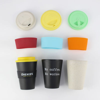 12oz 350ml PP Silicone Cover Bambusfaser Wiederverwendbare Kaffeetasse mit Deckel Ein idealer Geschenkartikel