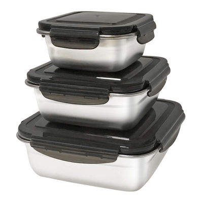 Rechteckige 400/750/1200ml Edelstahl Bento Lunch Box Set mit Schließdeckel und langlebig