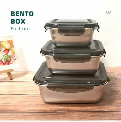 Rechteckige 400/750/1200ml Edelstahl Bento Lunch Box Set mit Schließdeckel und langlebig