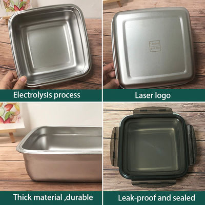 Rechteckige 400/750/1200ml Edelstahl Bento Lunch Box Set mit Schließdeckel und langlebig