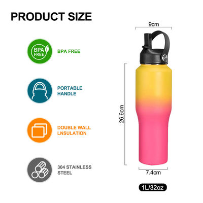 Verbessern Sie Ihre Campingausrüstung mit dieser 32oz Edelstahl-Wasserflasche und dem Auslassdeckel