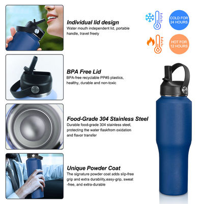 Verbessern Sie Ihre Campingausrüstung mit dieser 32oz Edelstahl-Wasserflasche und dem Auslassdeckel