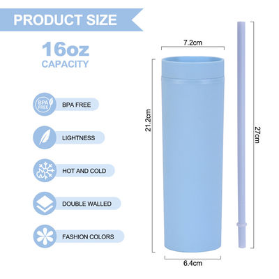 186g maßgeschneiderte Acryl Pastellfarbene Tumbler 16oz wiederverwendbare Plastikbecher mit Stroh