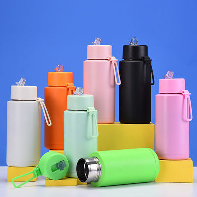 304 Edelstahl Umweltfreundlich 32oz Doppelwand Isolierte Wasserflasche mit Stroh