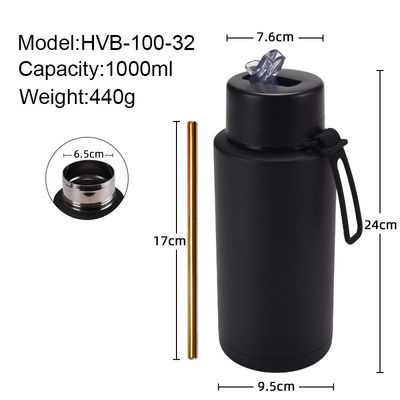 304 Edelstahl Umweltfreundlich 32oz Doppelwand Isolierte Wasserflasche mit Stroh