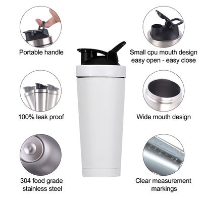 739 ml / 500 ml Kapazität Mahlfarbe Edelstahl Protein Shaker Flasche für Fitnessstudio