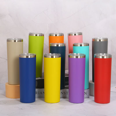 20OZ Kapazität Edelstahl-Skinny-Tumbler mit Gleitdeckel und Stroh Top-Wahl