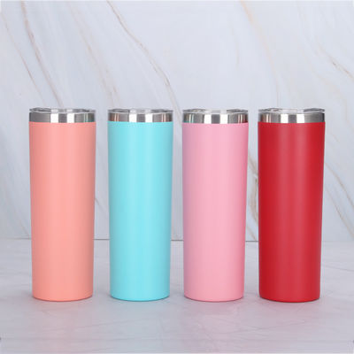 20OZ Kapazität Edelstahl-Skinny-Tumbler mit Gleitdeckel und Stroh Top-Wahl