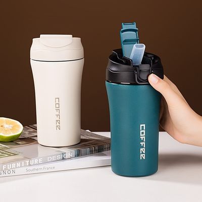 Edelstahl Vakuum isolierte Reise Kaffeetasse 14 oz/400 ml mit Deckel und Stroh