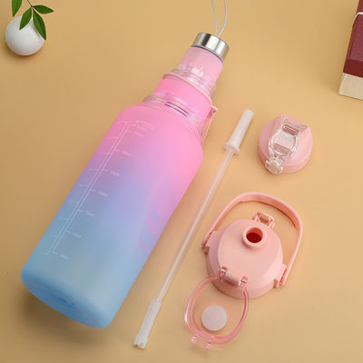 Unisex 3 in 1 Motivationszeitmarker Farbschräg Wasserflasche Set 2000ml 900ml 500ml