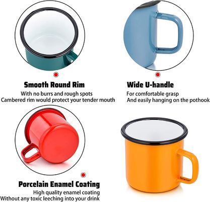 Custom Logo Emaille Camping Kaffeetasse Europa Design Stil mit HANDGRIP Zubehör