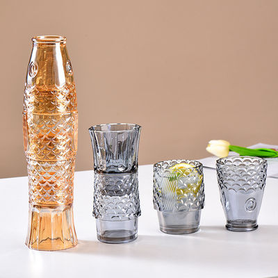 Handgefertigte Amber Blau Grau Glas Koi Fisch Set für Geschäftsgeschenke im amerikanischen Stil