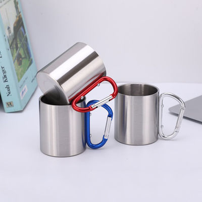 200 ml / 300 ml Camping- und Reisebecher aus Edelstahl Doppelwand-Karabiner-Tasse mit Griff