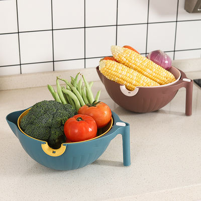 Vielseitige Reinigung 2-in-1 Kunststoff-Kolander-Sieber-Schüssel-Sets für Obst und Gemüse