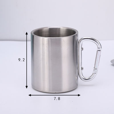 200 ml / 300 ml Camping- und Reisebecher aus Edelstahl Doppelwand-Karabiner-Tasse mit Griff