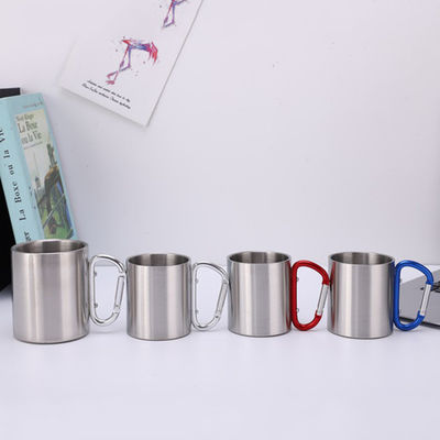 200 ml / 300 ml Camping- und Reisebecher aus Edelstahl Doppelwand-Karabiner-Tasse mit Griff