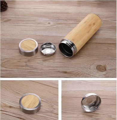 Erwachsene Umweltschutzfreundliche Bambus-Doppelwand-Edelstahl-Tumbler für Tee und Kaffee