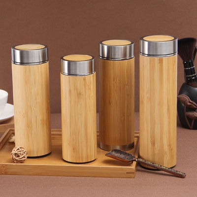 Erwachsene Umweltschutzfreundliche Bambus-Doppelwand-Edelstahl-Tumbler für Tee und Kaffee