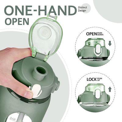 64 oz BPA-freie Glasflasche mit Stroh und Zeitmarker Motivationsflasche