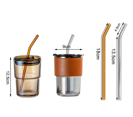 Durchsichtige Kaffeehügel mit Deckel und Strohhalme für BPA-freie, undichtes Vintage-Glas-Tumbler