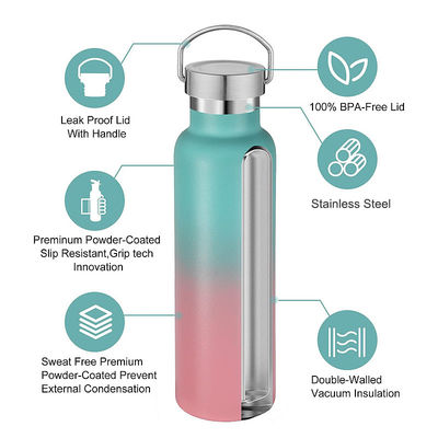Wärmedämmung aus Edelstahl Vakuum-Sport-Wasserflasche mit Handgriff und mit Deckel