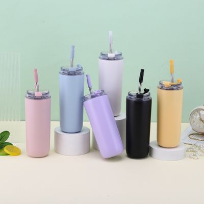 7.6*19.7CM Portable Edelstahl Kaffeebecher mit Stroh und Deckel BPA-frei