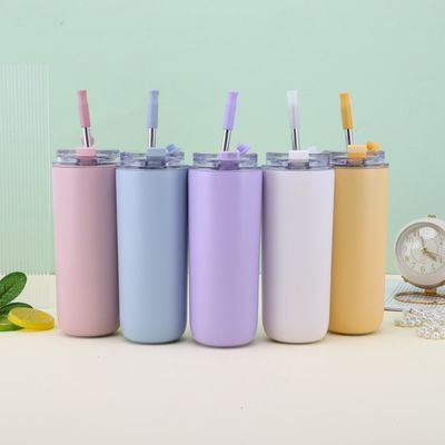7.6*19.7CM Portable Edelstahl Kaffeebecher mit Stroh und Deckel BPA-frei