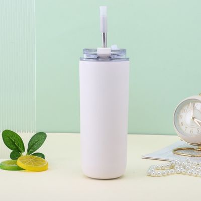 7.6*19.7CM Portable Edelstahl Kaffeebecher mit Stroh und Deckel BPA-frei