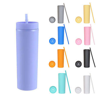 16oz Kapazität Custom Double Wall Tumblers mit Deckel und Stroh aus PP Plastik