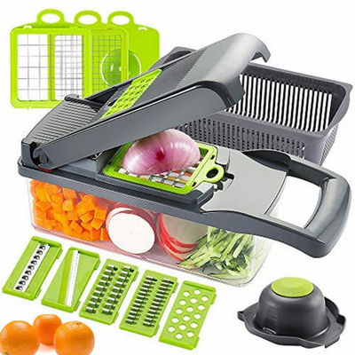 Metall Gemüseschneider Zwiebelschneider Multifunktionsschneider Grater mit Kolanderkorb