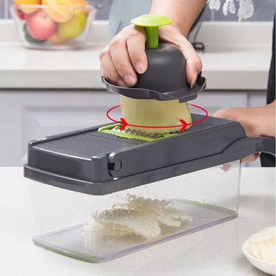 Metall Gemüseschneider Zwiebelschneider Multifunktionsschneider Grater mit Kolanderkorb