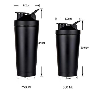 Benutzerdefiniertes Logo akzeptabel 500g BPA-freies Fitnessstudio isolierte Shaker-Flasche mit tragbarem Design