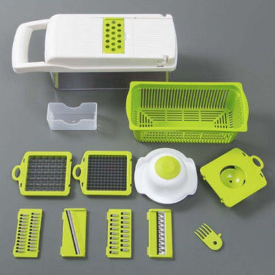 Metall Gemüseschneider Zwiebelschneider Multifunktionsschneider Grater mit Kolanderkorb