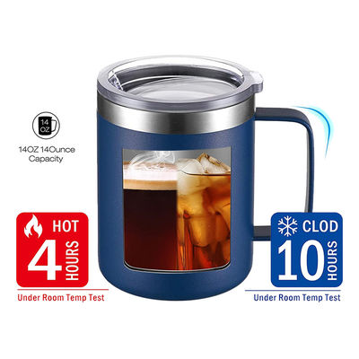 Kaffeemügel aus Edelstahl, Doppelwand Isolierung Vakuum Reise Kaffeemügel mit Griff für Camping