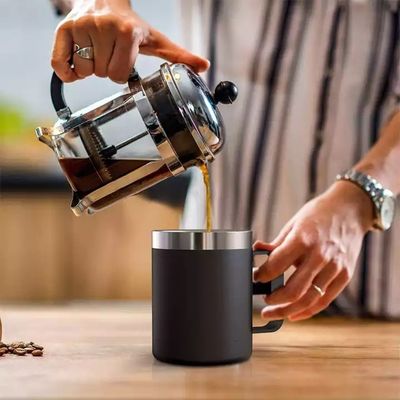 Kaffeemügel aus Edelstahl, Doppelwand Isolierung Vakuum Reise Kaffeemügel mit Griff für Camping