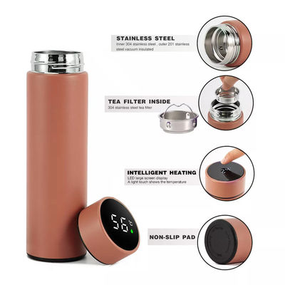 Individuell angepasste intelligente digitale LED-Wasserflasche Flasche Tee-Infuser Vakuum isolierte Thermosflasche mit Deckel