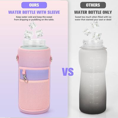 2L Motivationszeitmarker Wasserflasche mit Stroh und Aufklebern