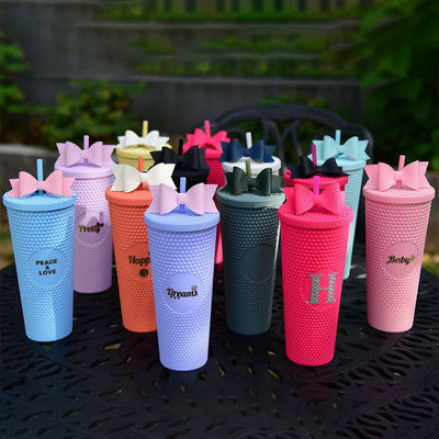 16oz 24oz Kaffeetasse Doppelwand Plastik Irisescent Matte Tassen Tumbler mit Stroh