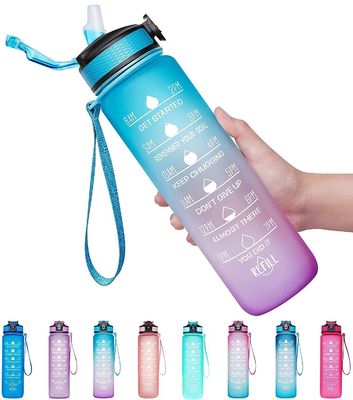 Motivationsflasche für Gymnastik, Sport, Zeitmarker, Frost, Öko-Plastik, BPA-frei