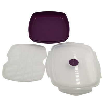 1-Tier-Plastik-Quadrat-Mikrowellen-Dampfer für Gemüse und Reis Party-freundliches Design