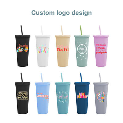 Mehrfachverwendbarer Kunststoff AS PP Tumbler mit Stroh und Deckel