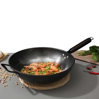 Minimalistischer Stil Nichtklebende Honigsehe 34cm Reines Eisen Braten Wok Nachhaltig und langlebig