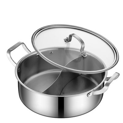 Chinesische 2fach-Induktionskocher aus Edelstahl 26cm Heizkrüge mit Deckel