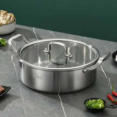 Chinesische 2fach-Induktionskocher aus Edelstahl 26cm Heizkrüge mit Deckel