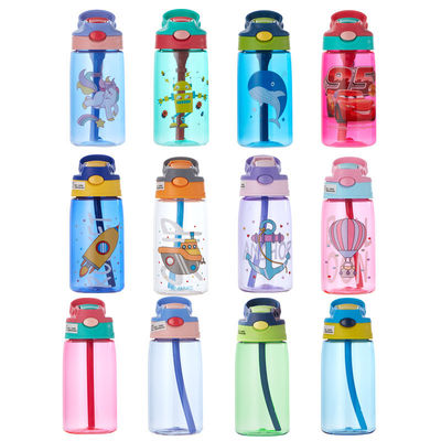 Benutzerdefiniertes Logo Bpa Kostenlose Kinder Wasserflasche mit Strohunterstützung Tour Outdoor-Aktivität